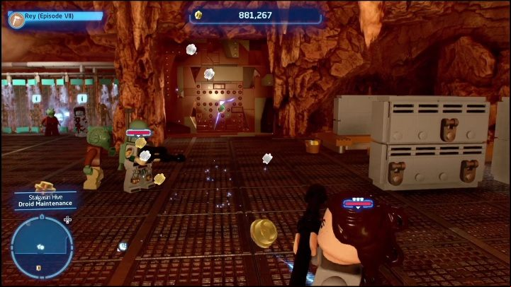This brick is hidden under the showers in the bathhouse - LEGO Skywalker Saga: Stalgasin Hive - list of all puzzles - Geonosis - LEGO Skywalker Saga Guide