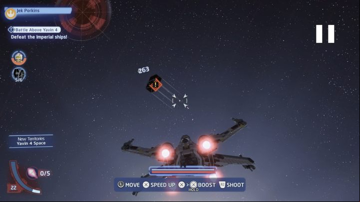 Follow the commander's ship and defeat all hostile ships - LEGO Skywalker Saga: Battle Above Yavin 4 - walkthrough - Yavin 4 - The Great Temple - LEGO Skywalker Saga Guide