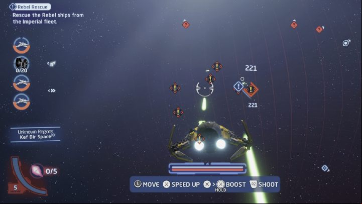 Talk to the quest giver in the space around planet Kef Bir and accept the task - LEGO Skywalker Saga: Rebel Rescue - walkthrough - Kef Bir - local space - LEGO Skywalker Saga Guide