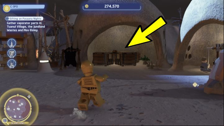Go to the Tuanul Vilage on the planet Jakku - LEGO Skywalker Saga: Sifting on Pasaana Nights - walkthrough - Pasaana - Forbidden Valley - LEGO Skywalker Saga Guide