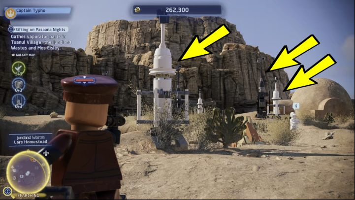 Finally, go to the Jundland Wastes on Tatooine and talk to the native - LEGO Skywalker Saga: Sifting on Pasaana Nights - walkthrough - Pasaana - Forbidden Valley - LEGO Skywalker Saga Guide
