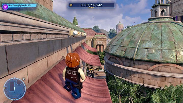 Find the ladder from screenshot 1 and use it to reach the roof of one of the buildings here - LEGO Skywalker Saga: Wheres the Wookiee? - list of all (part 2) - Challenges - LEGO Skywalker Saga Guide