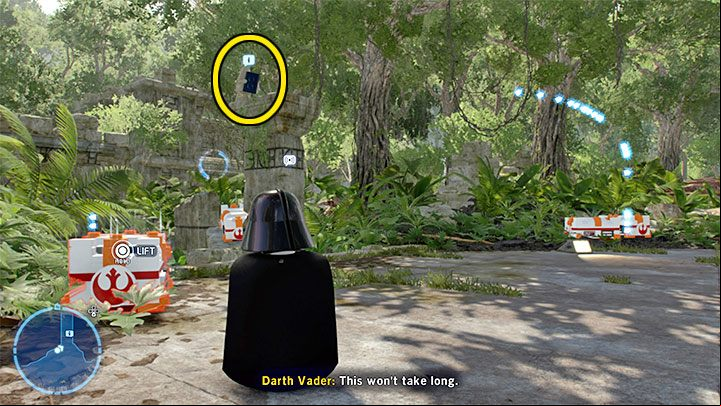 The Wookiee is standing on a high ledge in the ruins (screenshot above) - LEGO Skywalker Saga: Wheres the Wookiee? - list of all (part 2) - Challenges - LEGO Skywalker Saga Guide