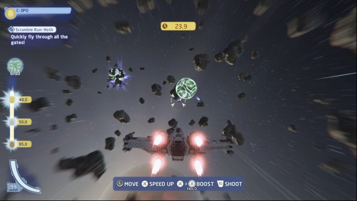 The trial requires you to all 10 gates in the shortest time possible - LEGO Skywalker Saga: Hoth - trials, walkthrough - Trials - LEGO Skywalker Saga Guide