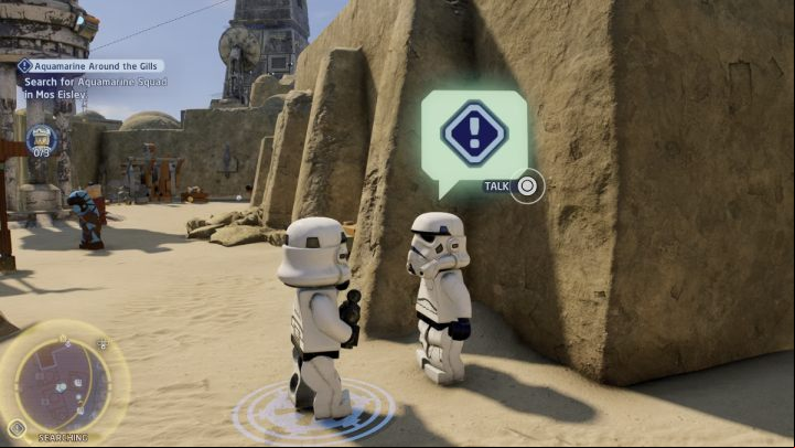 Follow the marker to the search area and talk to the woman in front of a house - LEGO Skywalker Saga: Aquamarine Around the Gills - walkthrough - Hoth - Echo base - LEGO Skywalker Saga Guide