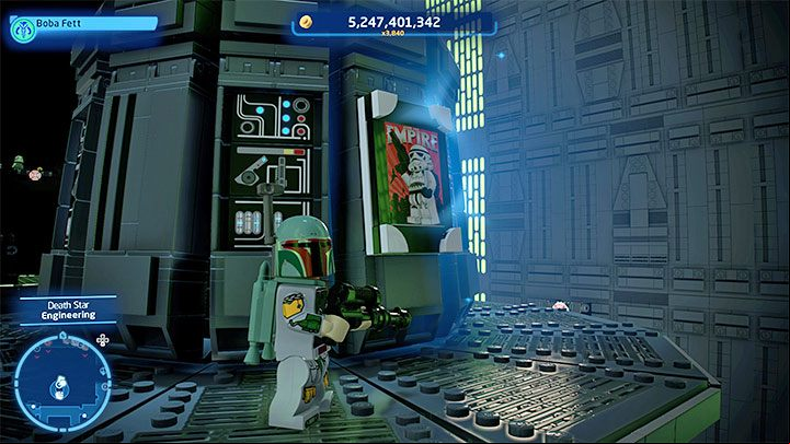 To complete this puzzle, you have to find and destroy 10 posters (an example is shown in the screenshot) - LEGO Skywalker Saga: Death Star I (Death Star I) - unlocking and list of all puzzles - Flagships - LEGO Skywalker Saga Guide