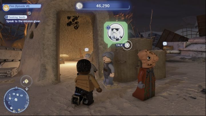 Talk to the NPC in Tunaul village and accept the quest - LEGO Skywalker Saga: Seeking Seeds - walkthrough - Jakku - Tuanul Village - LEGO Skywalker Saga Guide