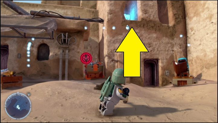 This brick is hidden in a window recess in a building located in the southern part of the region - LEGO Skywalker Saga: Mos Espa - list of all puzzles - Tatooine - LEGO Skywalker Saga Guide
