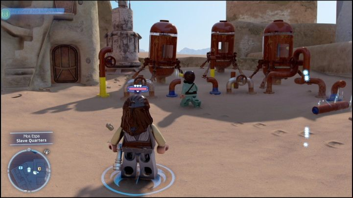 Your task is to destroy 5 water pumps - LEGO Skywalker Saga: Mos Espa - list of all puzzles - Tatooine - LEGO Skywalker Saga Guide