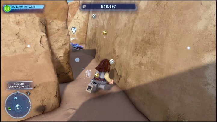 This brick can be found by going east from the center of the location - LEGO Skywalker Saga: Mos Espa - list of all puzzles - Tatooine - LEGO Skywalker Saga Guide