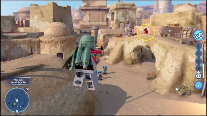 To obtain the final brick, you need to destroy 5 droids walking in the main part of the region - LEGO Skywalker Saga: Mos Espa - list of all puzzles - Tatooine - LEGO Skywalker Saga Guide