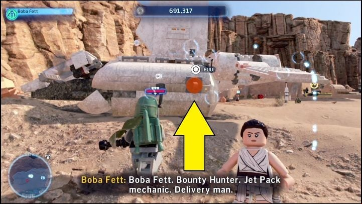 This brick can be found in the ship in the North-Western part of the location - LEGO Skywalker Saga: Jundland Wastes - list of all puzzles - Tatooine - LEGO Skywalker Saga Guide