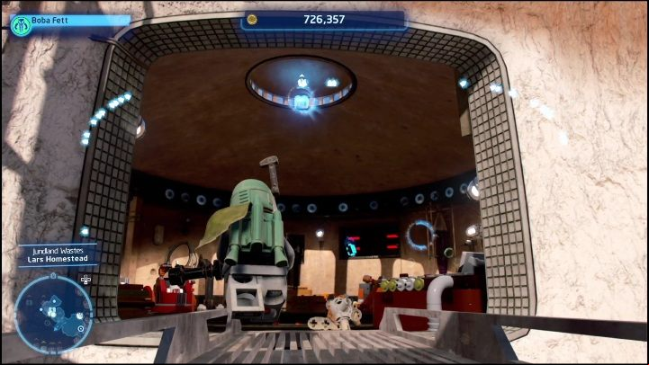 This brick is hanging above the ceiling in Luke's workshop - LEGO Skywalker Saga: Jundland Wastes - list of all puzzles - Tatooine - LEGO Skywalker Saga Guide