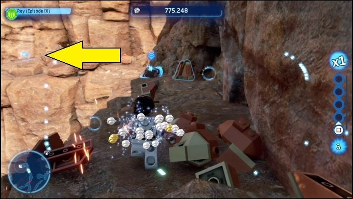 You can get this collectible by walking on the rock ledges around the round mountain - LEGO Skywalker Saga: Jundland Wastes - list of all puzzles - Tatooine - LEGO Skywalker Saga Guide