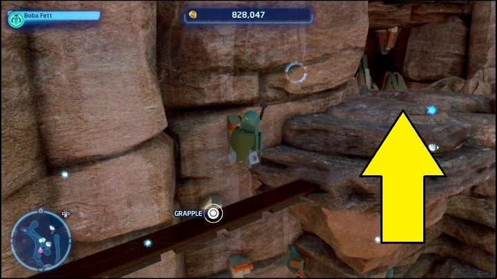You will see another collectible upstairs, in a small cave - LEGO Skywalker Saga: Jundland Wastes - list of all puzzles - Tatooine - LEGO Skywalker Saga Guide