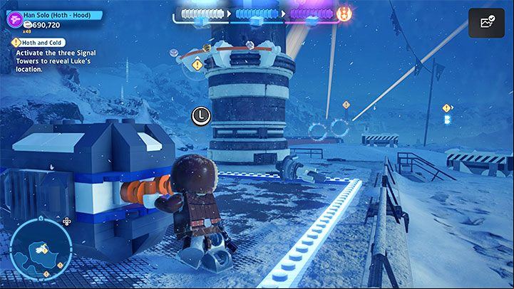 You need to get rid of the flying droid that has appeared - LEGO Skywalker Saga: Hoth and Cold - walkthrough - Episode 5 - The Empire Strikes Back - LEGO Skywalker Saga Guide
