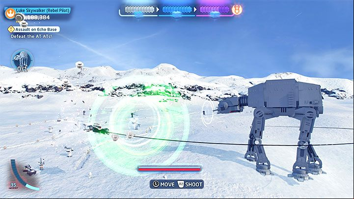 A tow cable will fire and attach to the AT-AT armor - LEGO Skywalker Saga: Assault on Echo Base - walkthrough - Episode 5 - The Empire Strikes Back - LEGO Skywalker Saga Guide