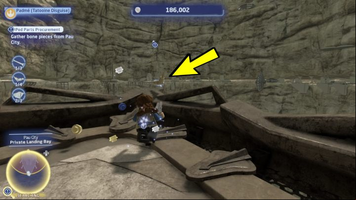 One brick is at the very edge of the platform - LEGO Skywalker Saga: Pod Parts Procurement - walkthrough - Tatooine - Mos Espa - LEGO Skywalker Saga Guide