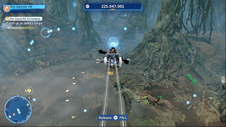 Choose any character that can use the Force and start building a tower in the place shown in picture 1, using the nearby chests - LEGO Skywalker Saga: Dragonsnake Bog - list of all puzzles - Dagobah - LEGO Skywalker Saga Guide