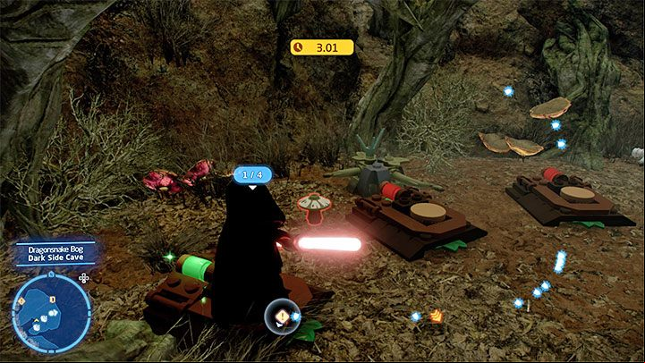 The Kyber Brick is locked in a cage - LEGO Skywalker Saga: Dragonsnake Bog - list of all puzzles - Dagobah - LEGO Skywalker Saga Guide