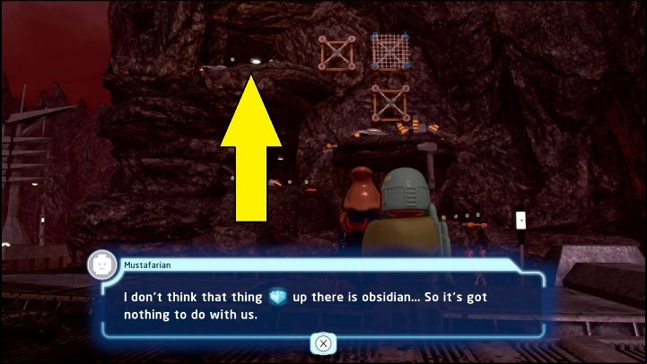You need a Scavenger with a glider an a net launcher to get it - LEGO Skywalker Saga: Mining Complex - list of all puzzles - Mustafar - LEGO Skywalker Saga Guide