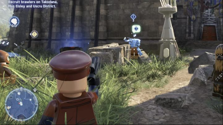 Go down to the ground floor of the castle and talk to the Kanjiklub member near the stairs - LEGO Skywalker Saga: Kanjiklub Recruitment - walkthrough - Takodana - Maz Castle - LEGO Skywalker Saga Guide