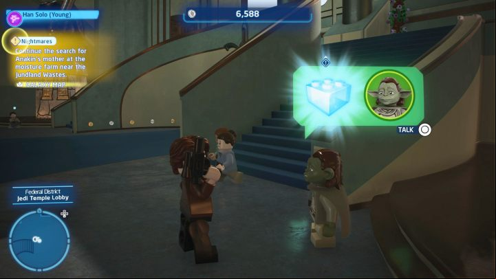 Accept the quest from the quest giver in the Jedi Temple and go to the planet Tatooine - LEGO Skywalker Saga: Tuskens and Dragons - walkthrough - Coruscant - federal district - LEGO Skywalker Saga Guide