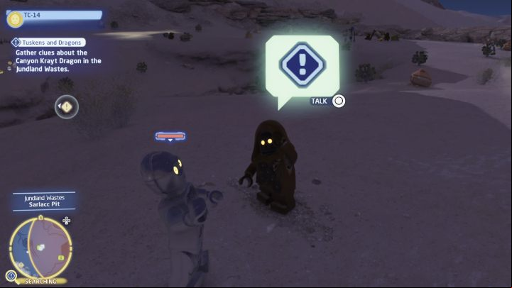 While controlling any protocol droid, talk to Java, the two adventurers and the astromech droid - LEGO Skywalker Saga: Tuskens and Dragons - walkthrough - Coruscant - federal district - LEGO Skywalker Saga Guide
