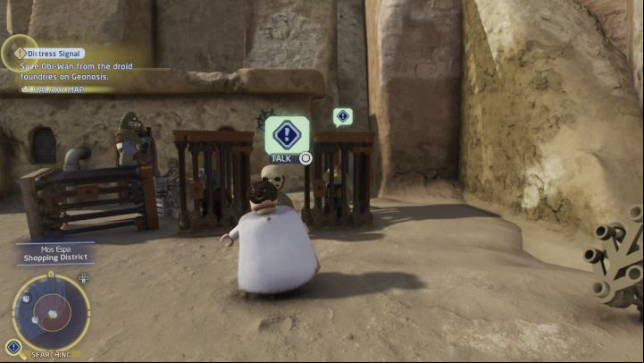 Take advantage of fast travel and go to Mos Espa on the planet Tatooine - LEGO Skywalker Saga: Gungans Gone - walkthrough - Naboo - Lake Paonga - LEGO Skywalker Saga Guide