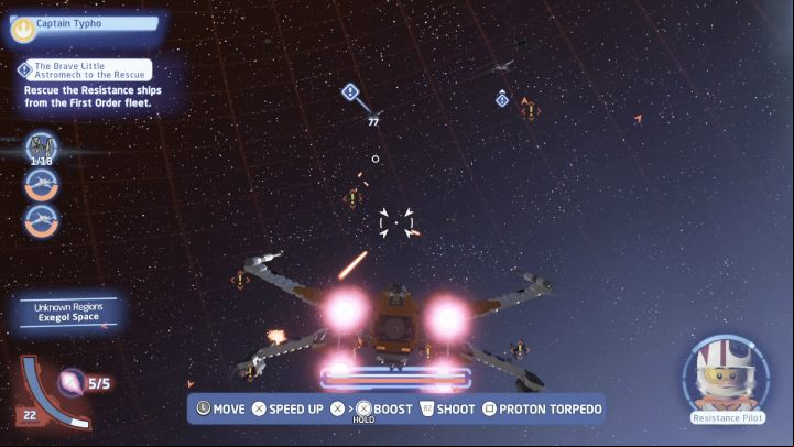 Talk to the quest giver in the outer space of the planet Exegol and accept the task - LEGO Skywalker Saga: The Brave Little Astromech to the Rescue - walkthrough - Exegol - local space - LEGO Skywalker Saga Guide