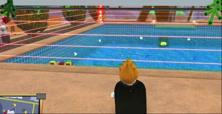 A brick in the pool. - Outer Municiberg | LEGO The Incredibles - Maps of challenges and golden bricks - LEGO The Incredibles Game Guide