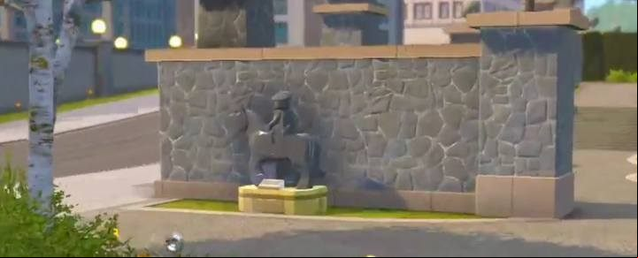 The statues are grey and yellow and all look the same. - Challenges in LEGO The Incredibles - Maps of challenges and golden bricks - LEGO The Incredibles Game Guide