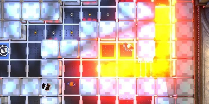 When the enemys bomb falls on the ground, hide behind the corner. - The Golden Years - Level 7 in LEGO The Incredibles Walkthrough - Walkthrough - LEGO The Incredibles Game Guide