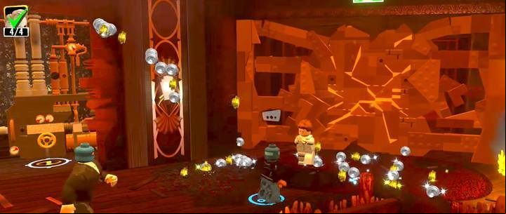 To destroy the damaged walls you need to run into them, not attack them. - Vigilantes - Level 8 in LEGO The Incredibles Walkthrough - Walkthrough - LEGO The Incredibles Game Guide