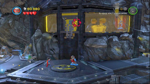 Move to the central rock and start heading right to the room with yellow glasses - Unwelcome Guests | Walkthrough - Walkthrough - LEGO Batman 2: DC Super Heroes Game Guide & Walkthrough