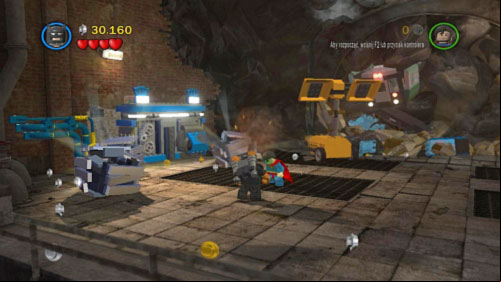 In the next area use rockets to destroy silver box (picture) and use bricks to build machine with lever - Underground Retreat | Walkthrough - Walkthrough - LEGO Batman 2: DC Super Heroes Game Guide & Walkthrough