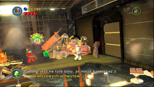 the abyss and pull golden handle with Cyborg (picture) - Tower Defiance | Walkthrough - Walkthrough - LEGO Batman 2: DC Super Heroes Game Guide & Walkthrough