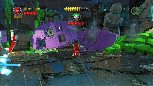 When Jokers leaves robot attack him (picture) - Heroes Unite | Walkthrough - Walkthrough - LEGO Batman 2: DC Super Heroes Game Guide & Walkthrough