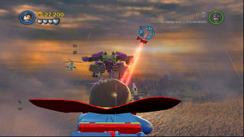 #01 - 05 - During flight on the sky will show up containers with two balloons (two at the beginning of the mission and three after destroying one of the engine) - Down to Earth | Minikits - Minikits - LEGO Batman 2: DC Super Heroes Game Guide & Walkthrough