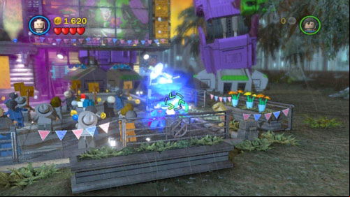 #02 - In the right down corner use Lex to destroy black car and set bricks with Green Lantern - The Next President | Minikits - Minikits - LEGO Batman 2: DC Super Heroes Game Guide & Walkthrough