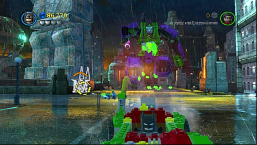 #08 - To damage robot you have to shoot at silver pillars - shoot at three various ones and you will get this minikit - Core Instability | Minikits - Minikits - LEGO Batman 2: DC Super Heroes Game Guide & Walkthrough
