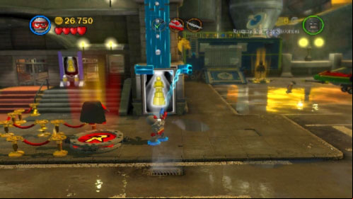 Use bricks to build platform with magnetic suit for Robin - Harboring a Criminal | Walkthrough - Walkthrough - LEGO Batman 2: DC Super Heroes Game Guide & Walkthrough