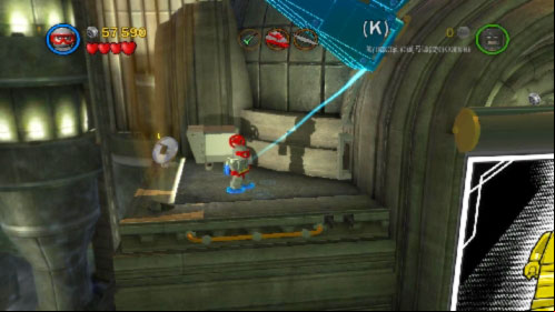 When you get higher use magnesium on the blue bricks on the right side (picture) - Harboring a Criminal | Walkthrough - Walkthrough - LEGO Batman 2: DC Super Heroes Game Guide & Walkthrough