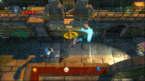 Move to the right where you will find big yellow valve surrounded by two blue pipes - Arkham Asylum Antics | Walkthrough - Walkthrough - LEGO Batman 2: DC Super Heroes Game Guide & Walkthrough