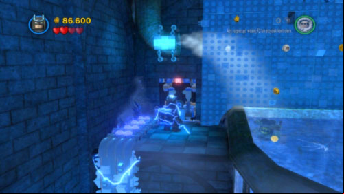 Use Robin to through ice stream from the pipe and push the windlass (you have to push the green brick) - Asylum Assignment | Walkthrough - Walkthrough - LEGO Batman 2: DC Super Heroes Game Guide & Walkthrough