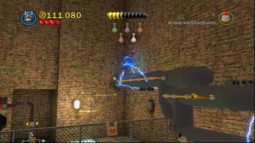 In the next area eliminate enemies and jump to the top right corner (you have to use Batman) (picture) - Chemical Crisis | Walkthrough - Walkthrough - LEGO Batman 2: DC Super Heroes Game Guide & Walkthrough
