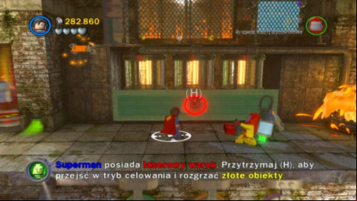 Start heading right direction, freeze next fire and wrap up Batman in power suit - Chemical Crisis | Walkthrough - Walkthrough - LEGO Batman 2: DC Super Heroes Game Guide & Walkthrough
