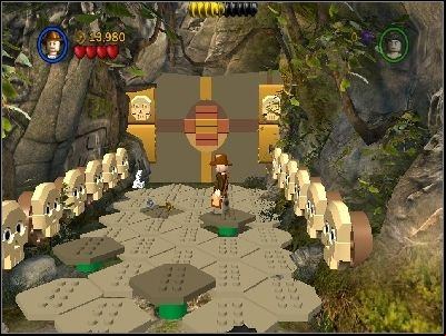 You will reach the door with white squares on the ground - Chapter 1 - The Lost Temple - part 2 - Riders of the Lost Ark - LEGO Indiana Jones: The Original Adventures - Game Guide and Walkthrough