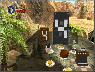 Push the block on the orange button, put the box in the right place and stand on the right button (look at the screen for correct combination) - Chapter 6 - Opening the Ark - Riders of the Lost Ark - LEGO Indiana Jones: The Original Adventures - Game Guide and Walkthrough