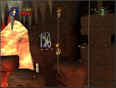 Jump to the right using ropes - Chapter 3 - The Temple of Kali - The Temple of Doom - LEGO Indiana Jones: The Original Adventures - Game Guide and Walkthrough